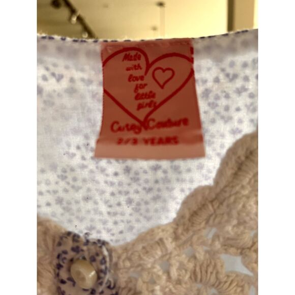 Cutey Couture Floral Dress with crochet detail 100% Cotton Size 2/3 Years - Picture 3 of 5